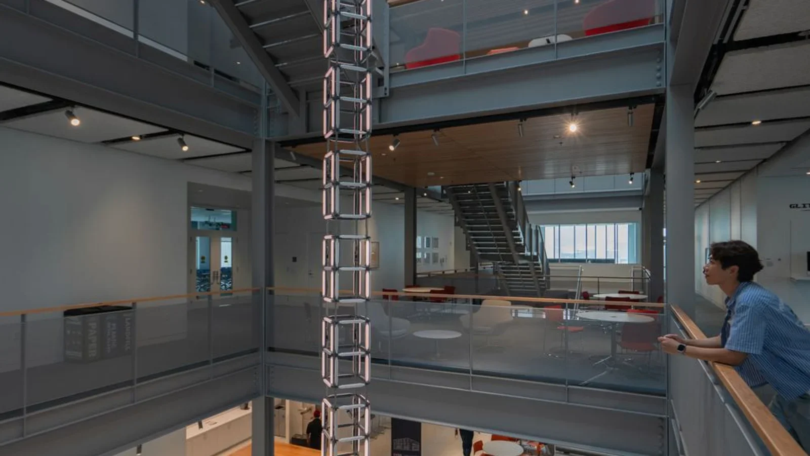 Data Structure LED sculpture at UVA School of Data Science by SoSo Limited